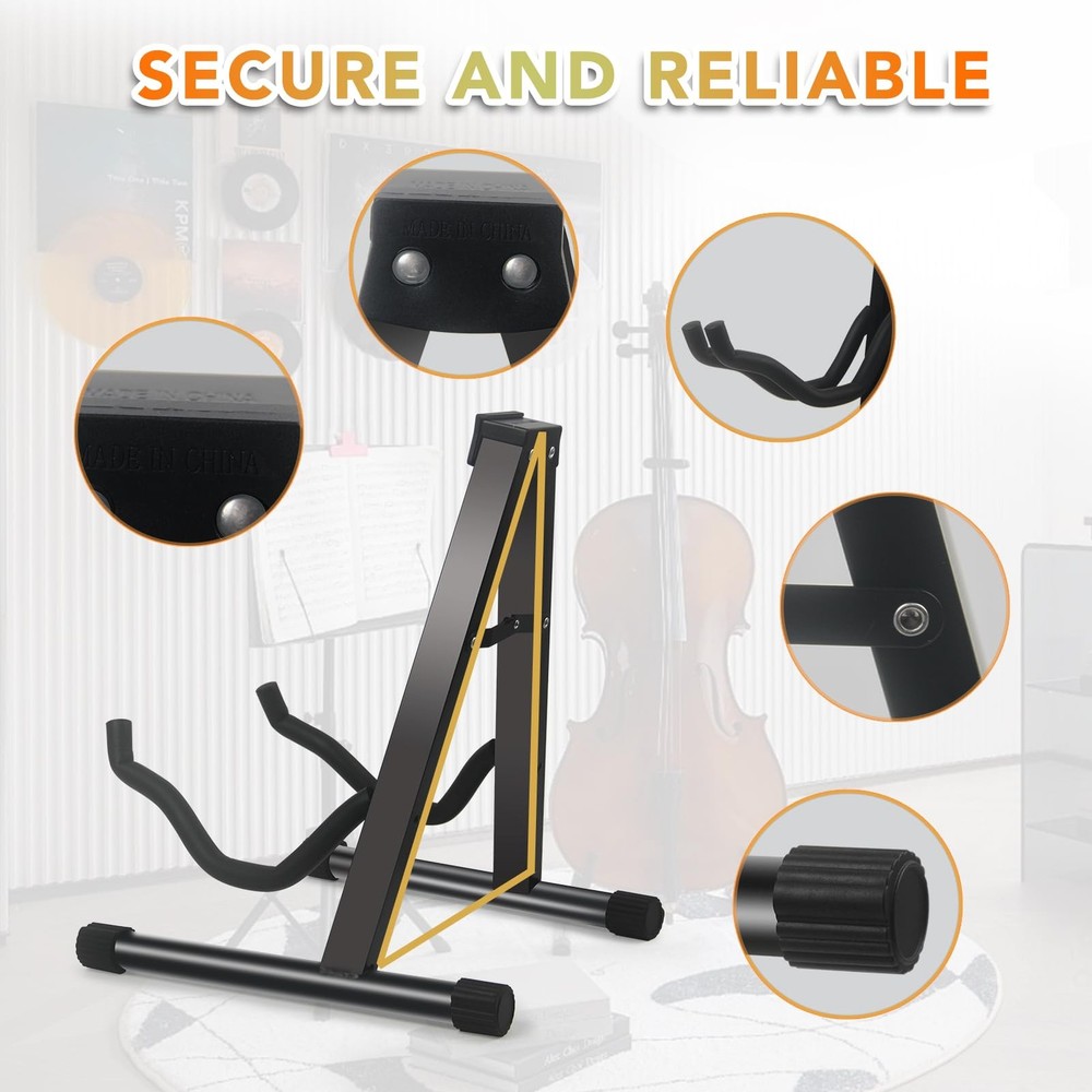 Cello Stand,A-Frame Folding Violin Support Stand,Cello Holder for 1/8-4/4 Cel...