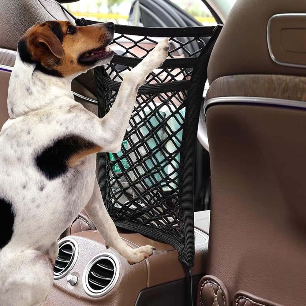 Easy Install Car Mesh Organizer: Adjustable Backseat Storage for Pets & Kids