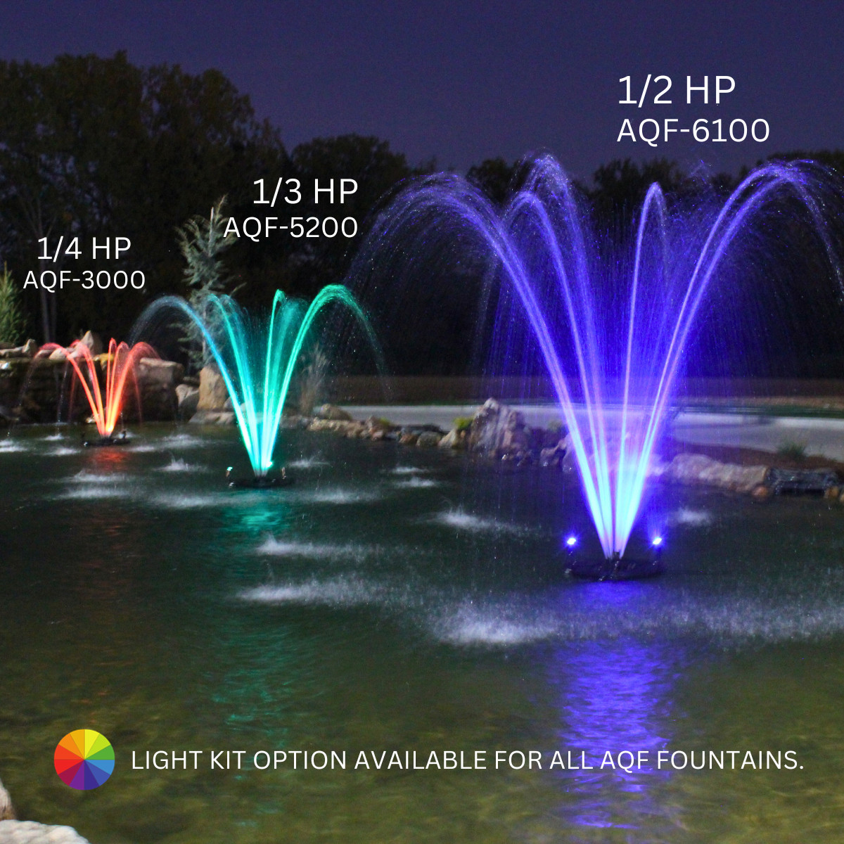 Floating Fountain, 1/4 HP, 100' Cord, 3000 GPH, 9 Patterns