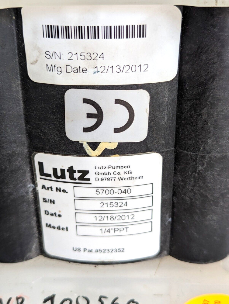 Lutz double diaphragm pump 1/4" PPT