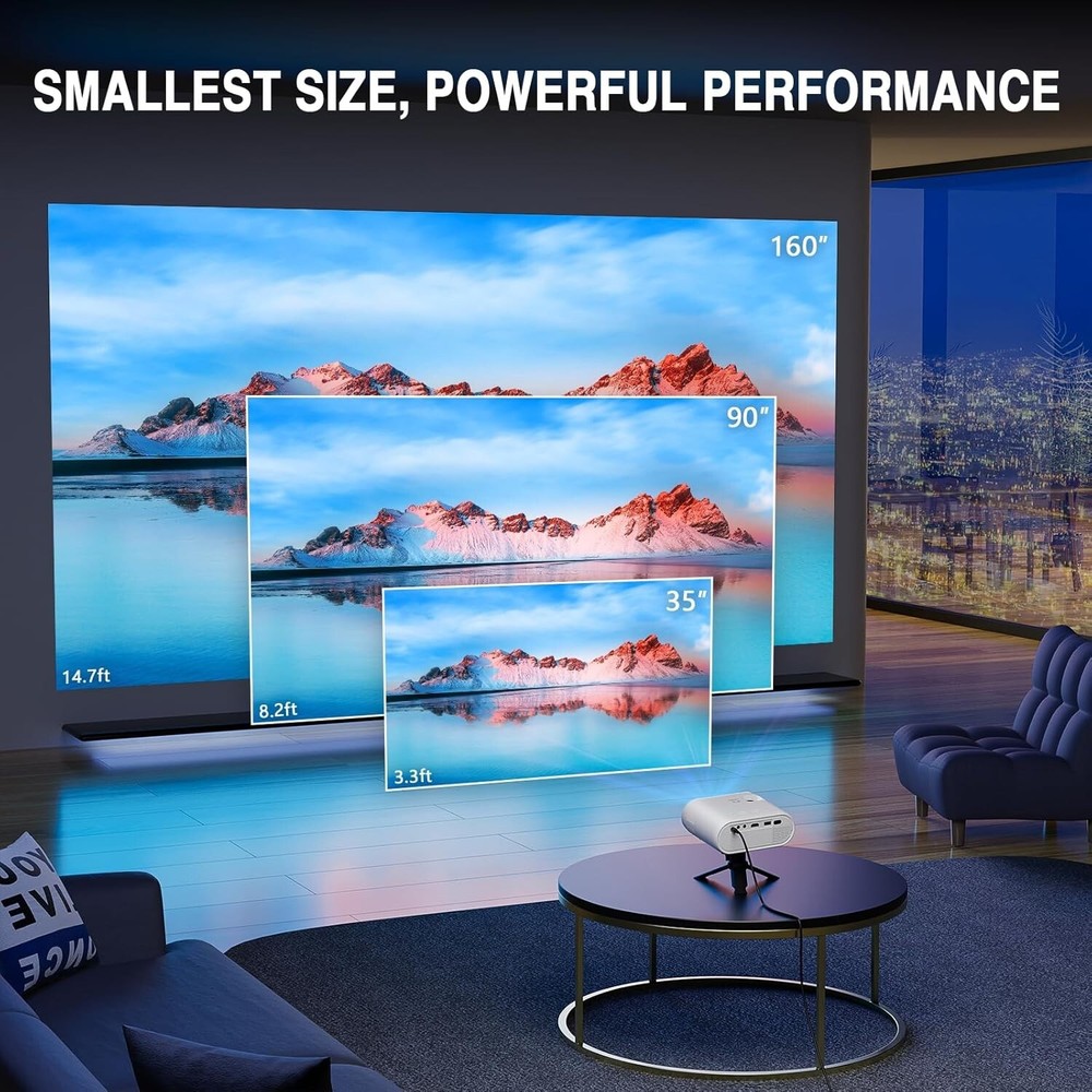 Compact 1080P Projector - Portable Multimedia Experience with Built-in Speaker