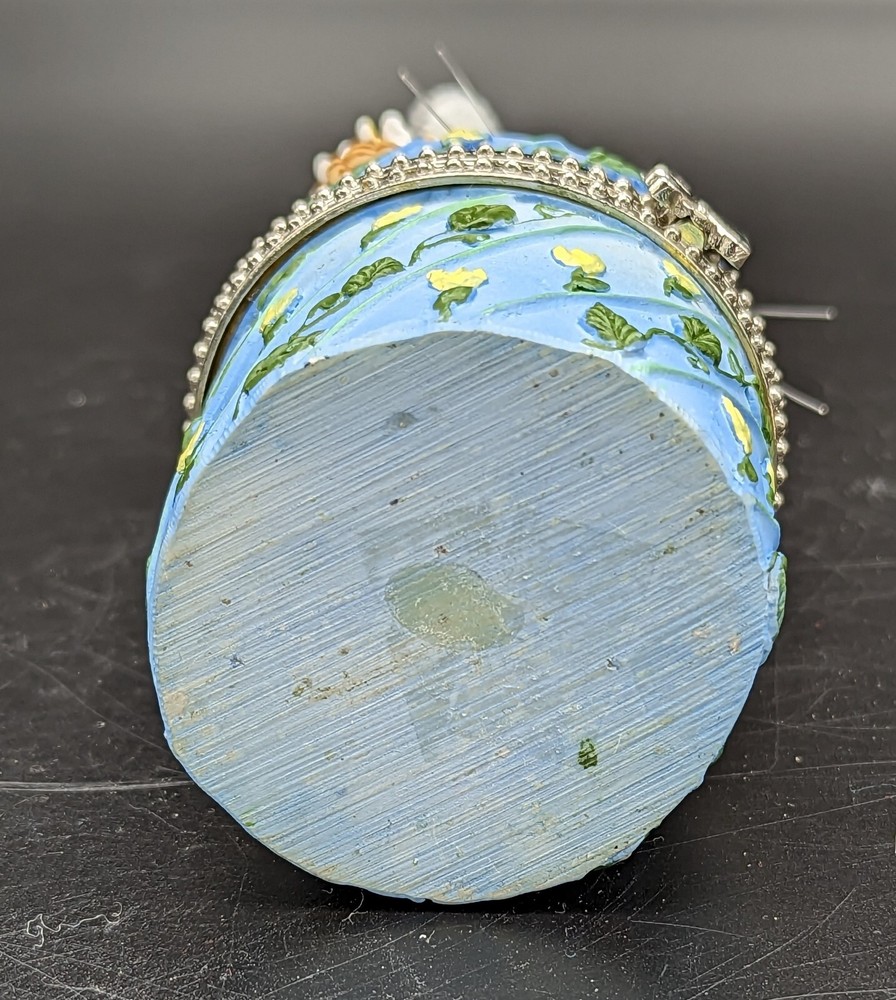 Resin Easter Bunny Hinged Trinket Box Posable Ears 2"x4.5"