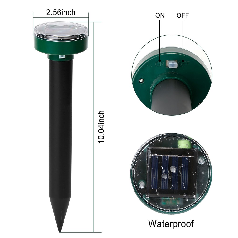 3/4/8 Pack Ultrasonic Solar Mole Gopher Repellent Sonic Gopher Stake Repeller