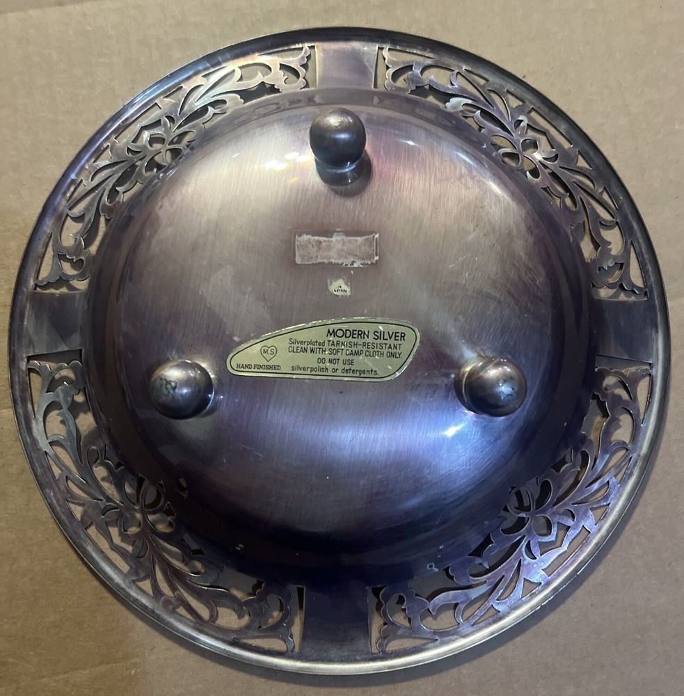 Silver Plate Ornate 10” Footed Table Bowl / Dish Hand Finished
