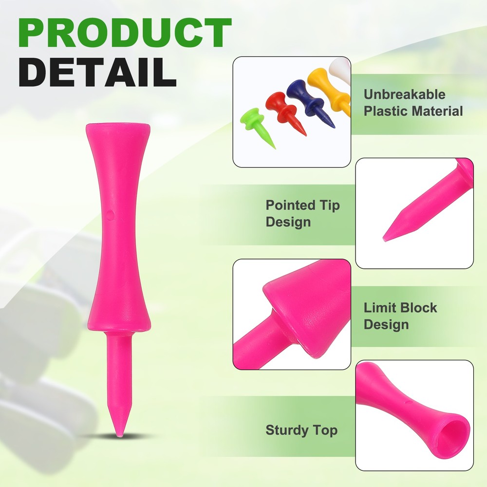 Plastic Step Down Golf Tees, 2.3 Inch Golf Tees Bulk, 140 Pack & Pink