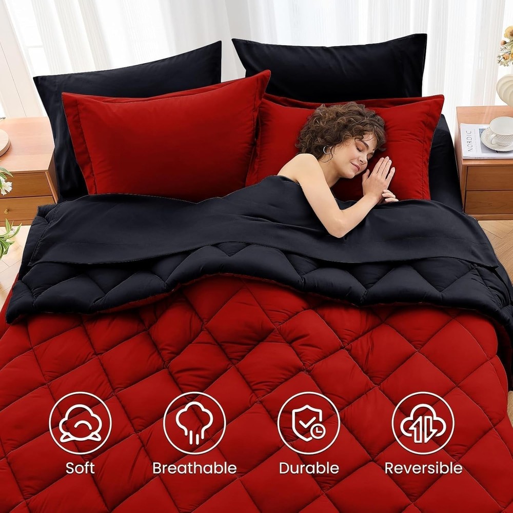 Modern Reversible King Comforter Set - 7 Pieces for Ultimate Bedroom Makeover