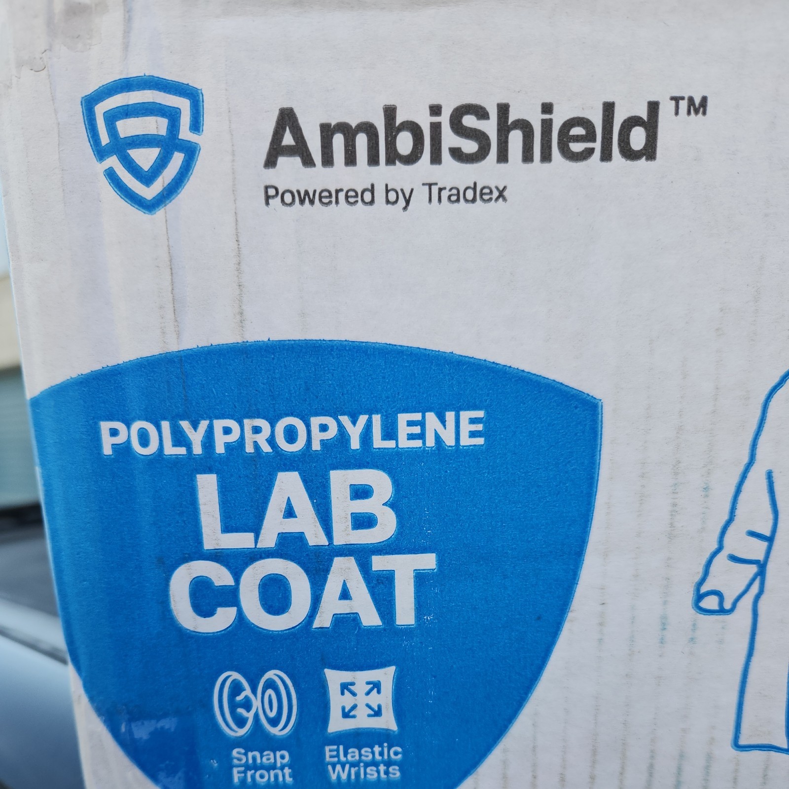 XL Lab Coat White Ambishield Disposable Polypropylene w/ snaps 30 per case