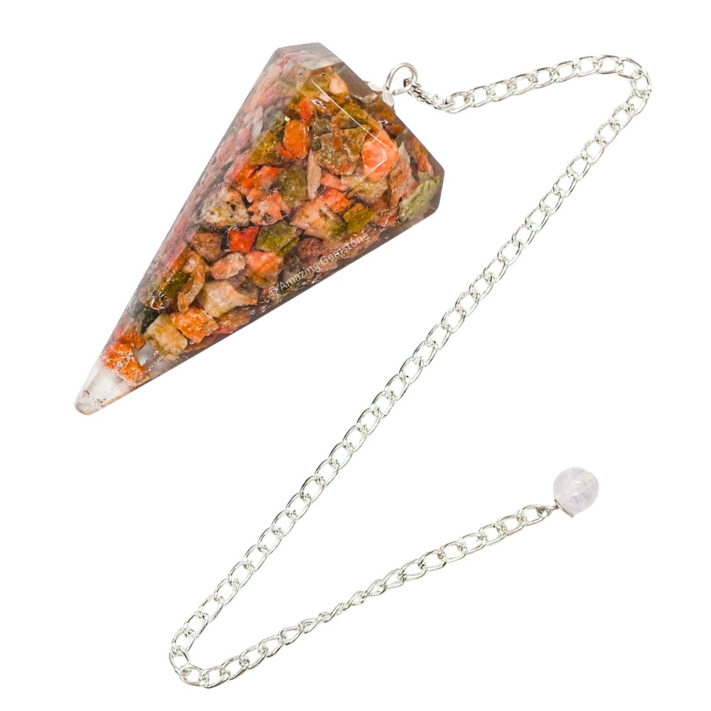 Unakite Orgone Crystal Pendulums