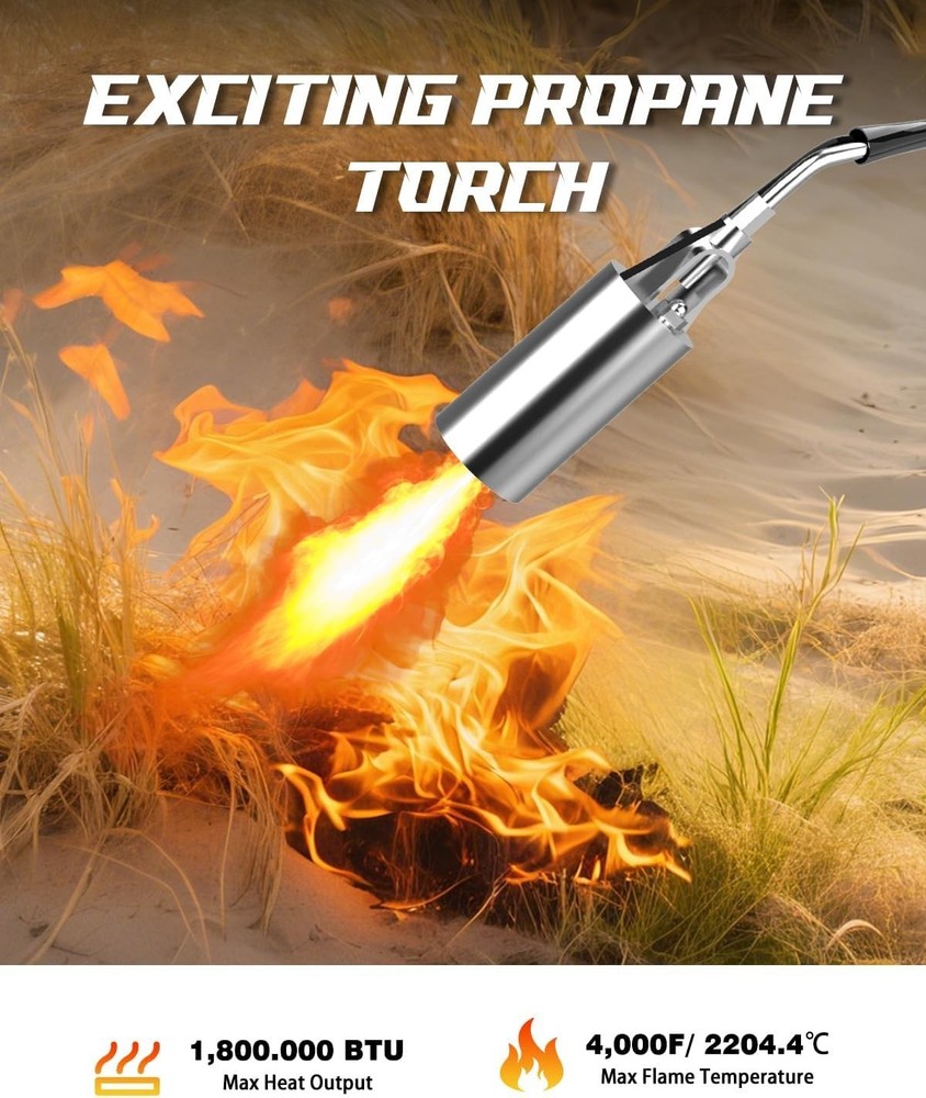 Propane Torch Weed Burner Kit, High Output with Long/Short Mode,Self Igniter ...