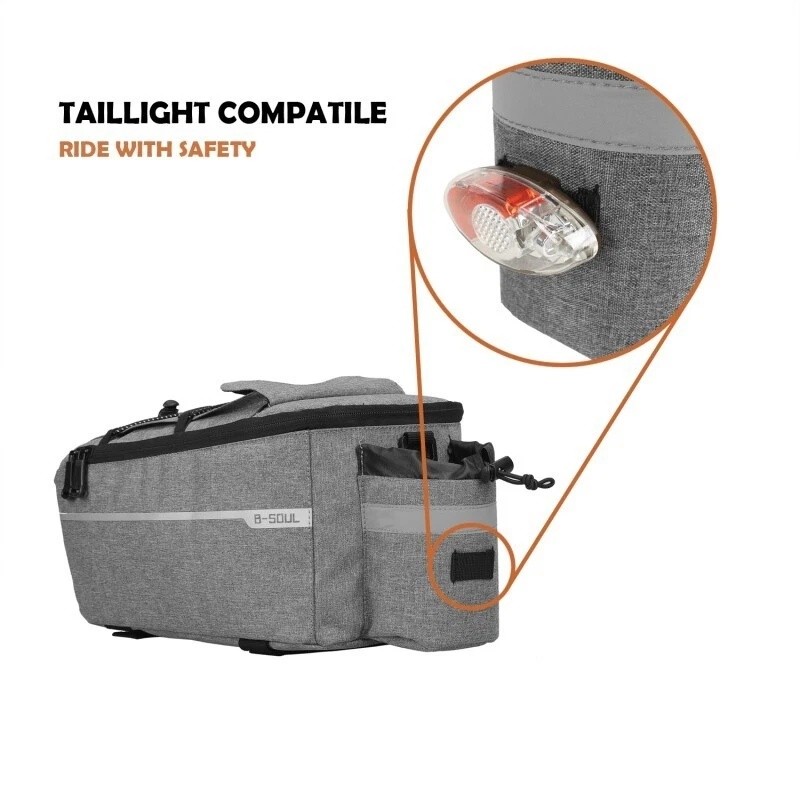 Bike Rear Rack Bag 10L Insulated Bicycle Trunk Bag Storage Luggage Cargo Bag US