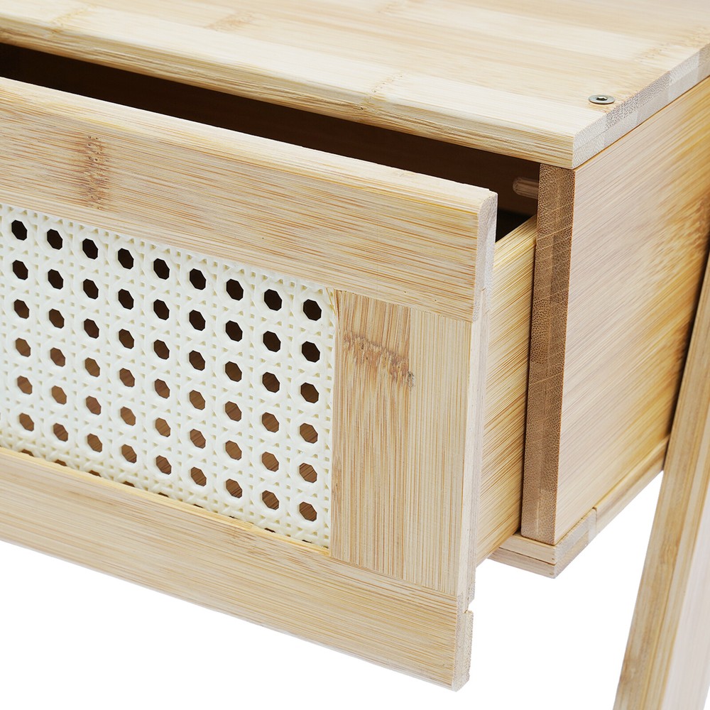 Bamboo Nightstand, End Table with Drawer, Bedside Table Sofa Side for Bedroom