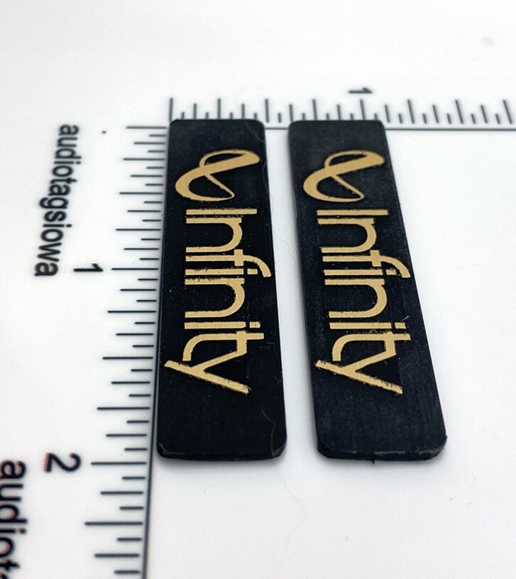 Infinity Reference Speaker Badge Logo Custom Made 3D Incised Acrylic Pair