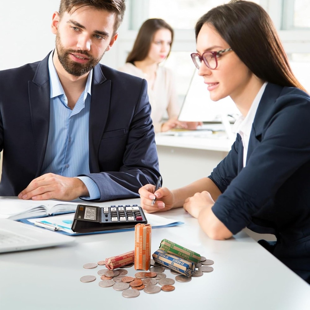 Assorted Coin Wrapper Pack - 100 Quality, Easy to Use, Color-Coded Rolls