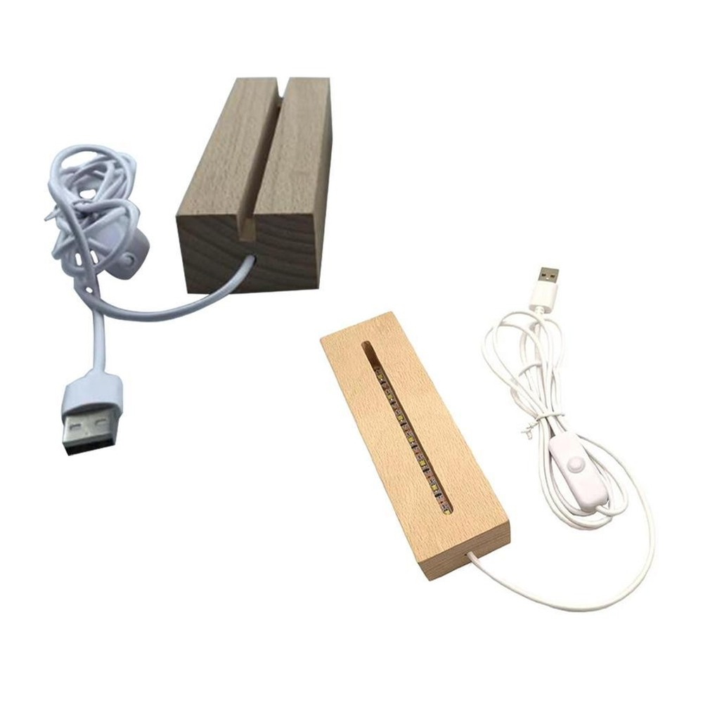 Creative LED Display Lights USB WOODen Lighted Base Stand
