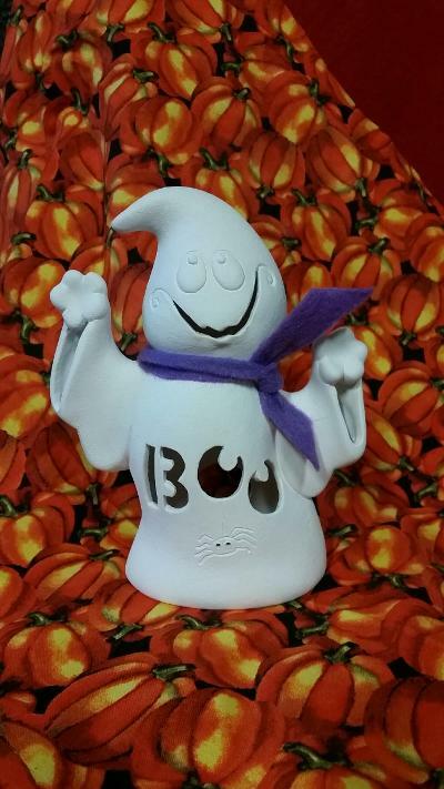 Ceramic Bisque Ready to Paint Small "BOO" Ghost ~~~ clipin light incl.
