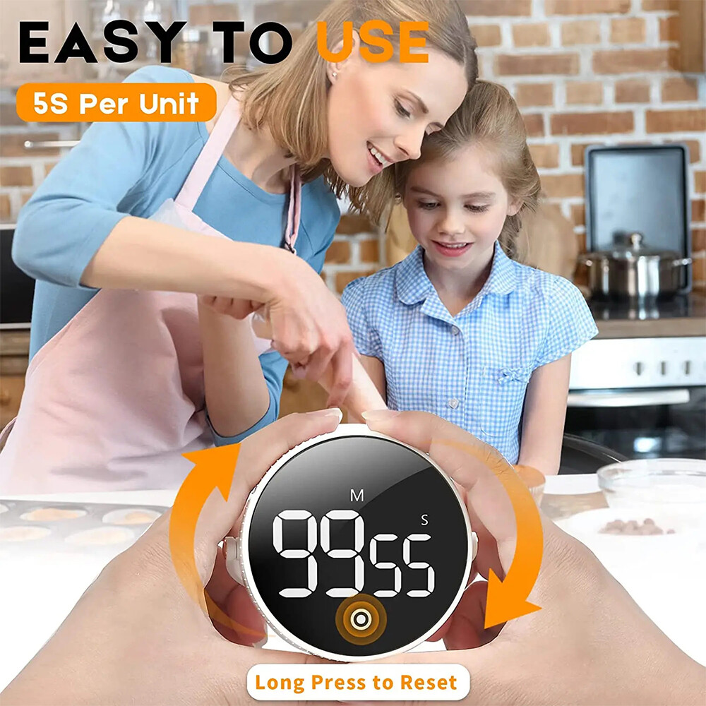 Digital Kitchen Timer - Magnetic Countdown Countup Timer with Large LED Display