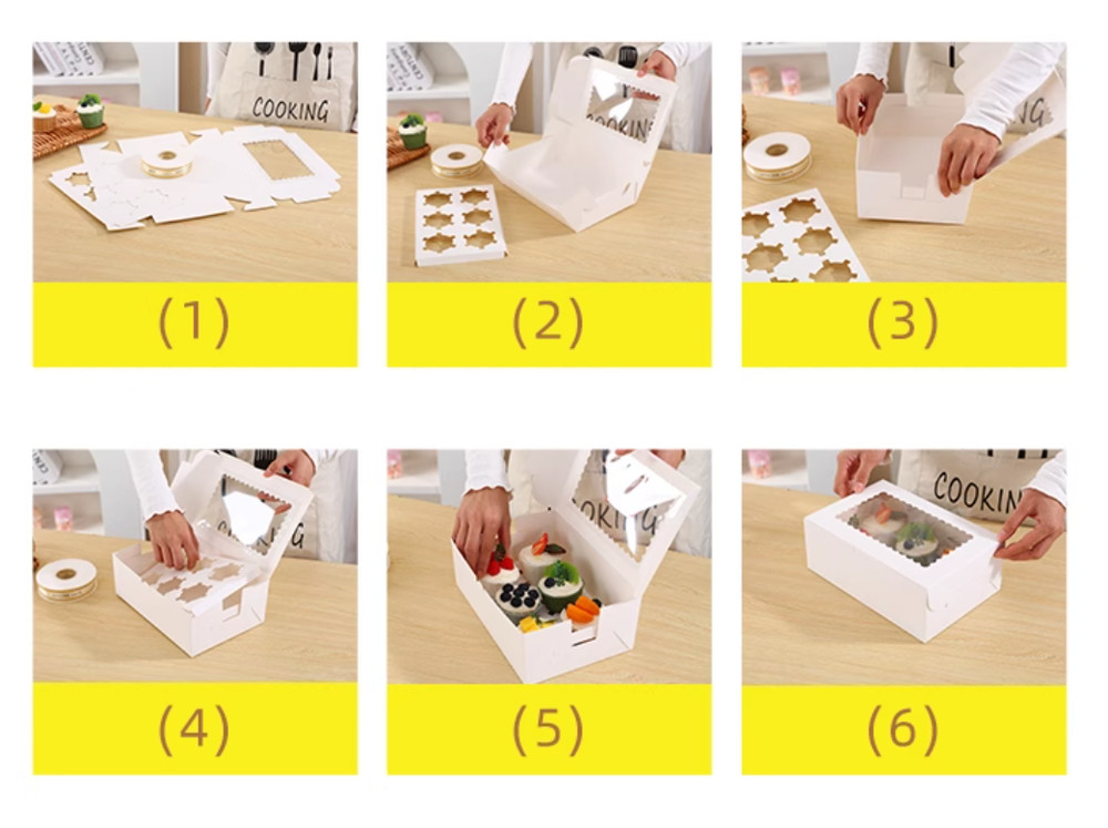 5 Pack Cupcake/Muffin Cases With Tray Bottom, 4 Grids Per Pack With Clear Window