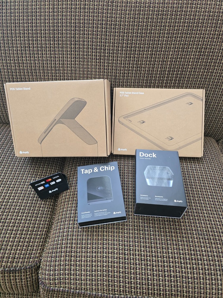 Shopify POS System Bundle (9.7 Ipad Stand case, stand, dock, tap & chip reader)