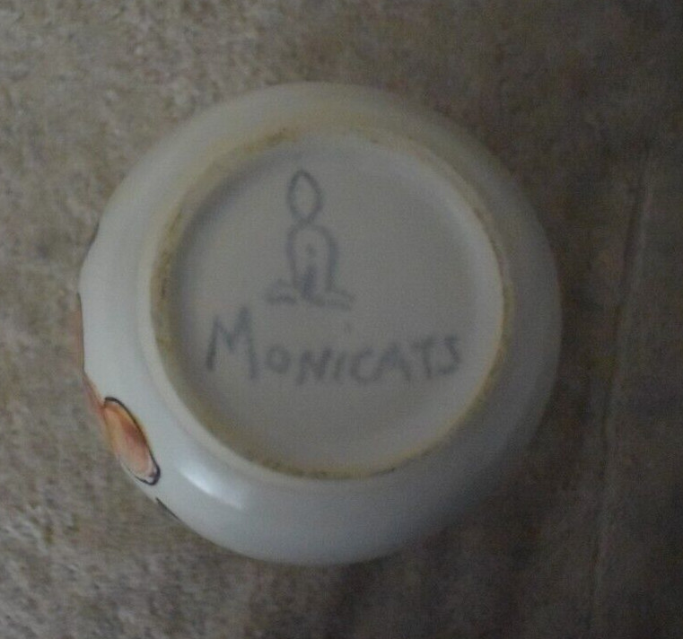 Monicats Studio Canadian Pottery Handleless Pitcher Signed