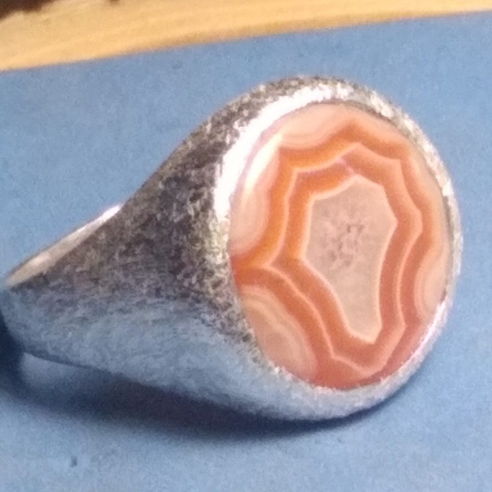 BEAUTIFUL MALAWI AFRICAN AGATE STERLING SILVER RING