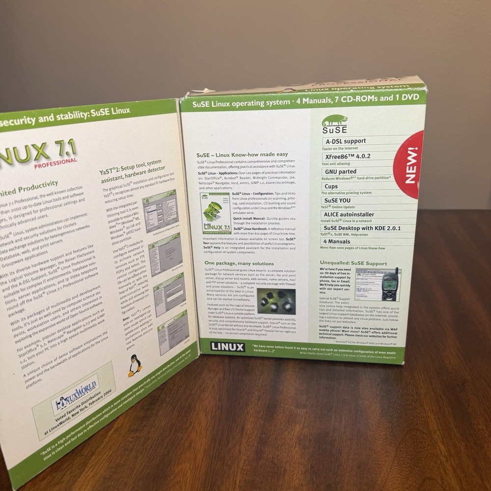 Suse Linux 7.1 Professional And Personal (CD-ROM, 2001) Big Box Vintage Software