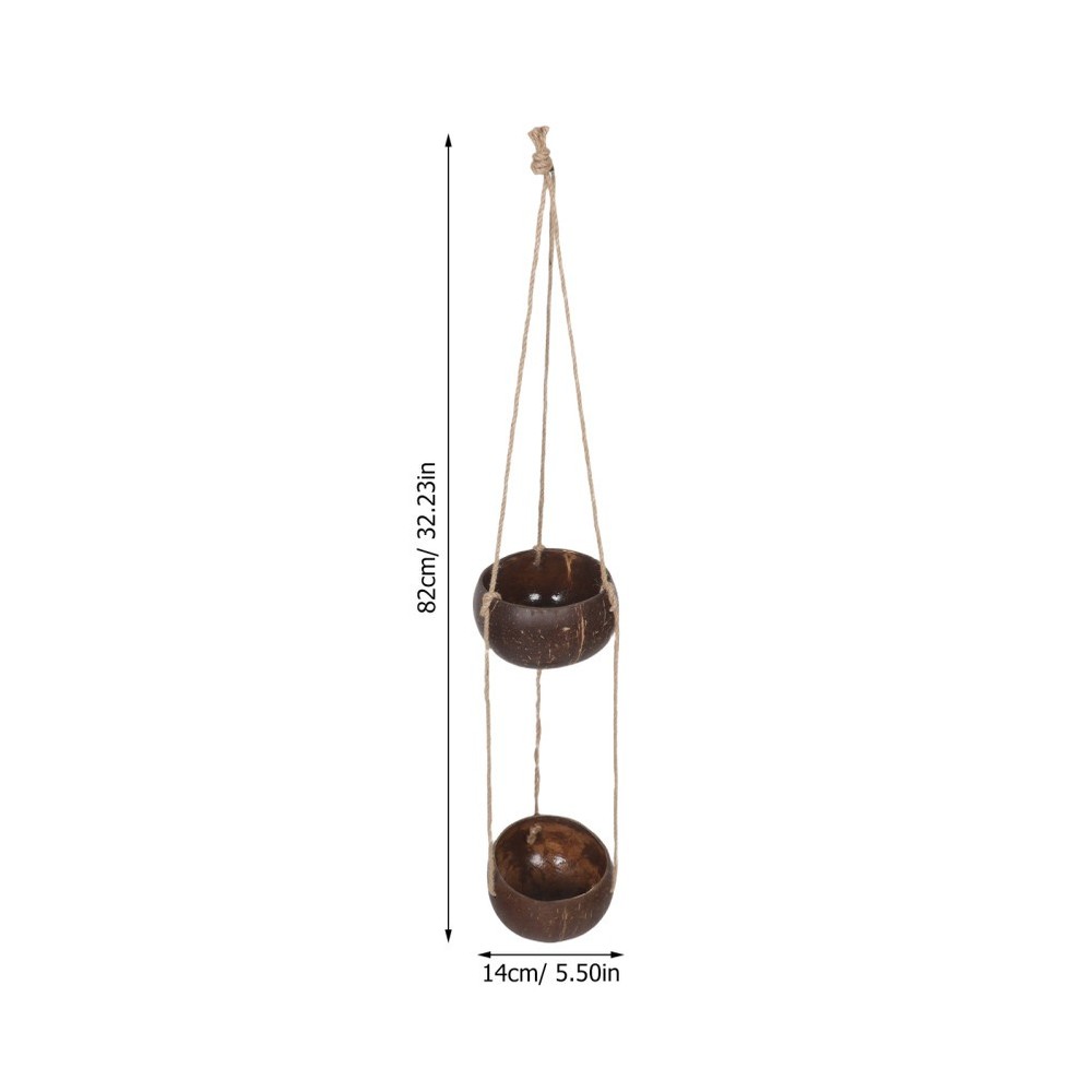 Coconut Shell Flower Pot: 2-Tier Hanging Wall Planter - Coconut Shell Planter