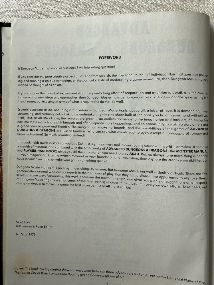 TSR Advanced Dungeons & Dragons Dungeon Masters Guide 1979 Hardcover