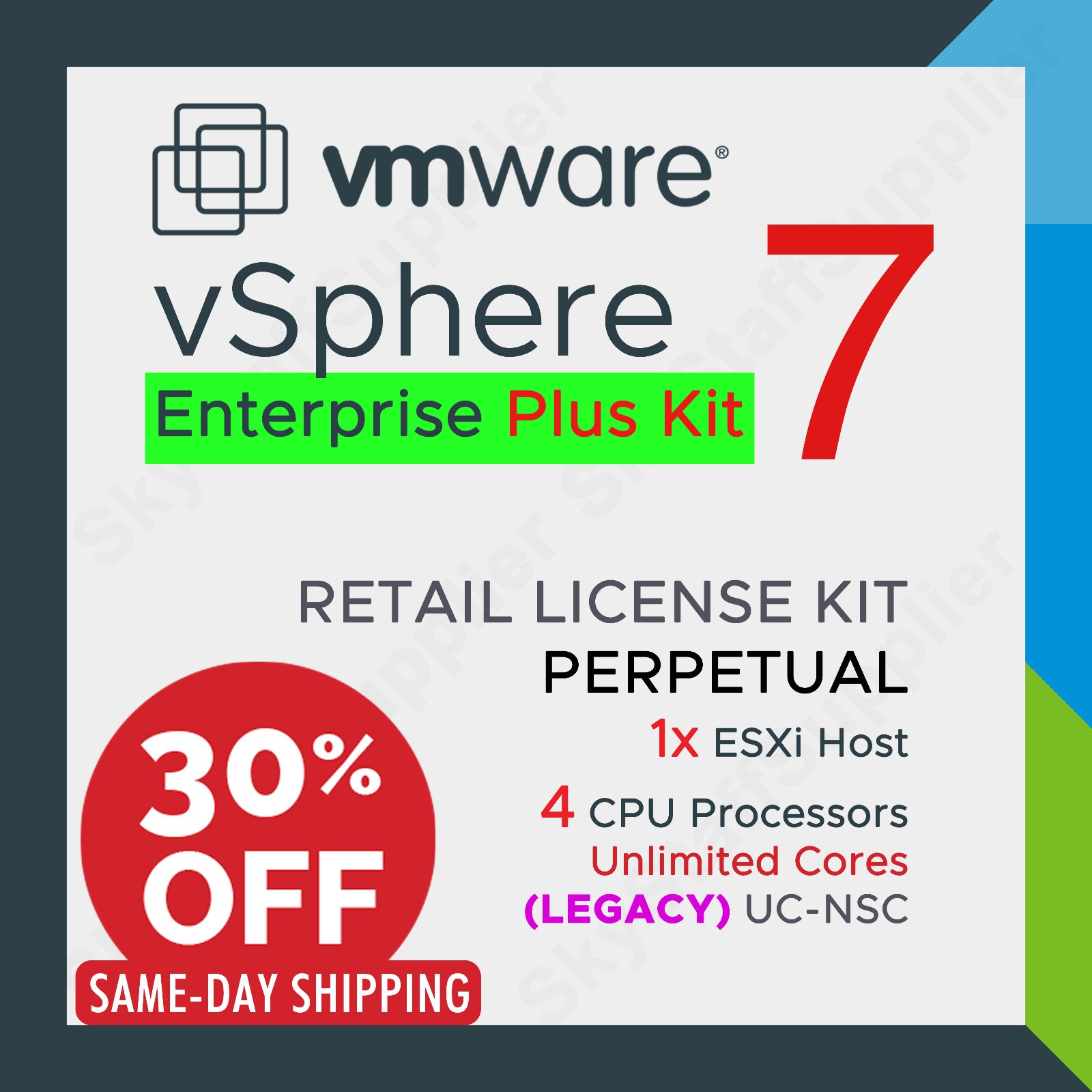 VMware vSphere Enterprise Plus v.7 - 4 CPU License - Perpetual UC NSC BRAND NEW