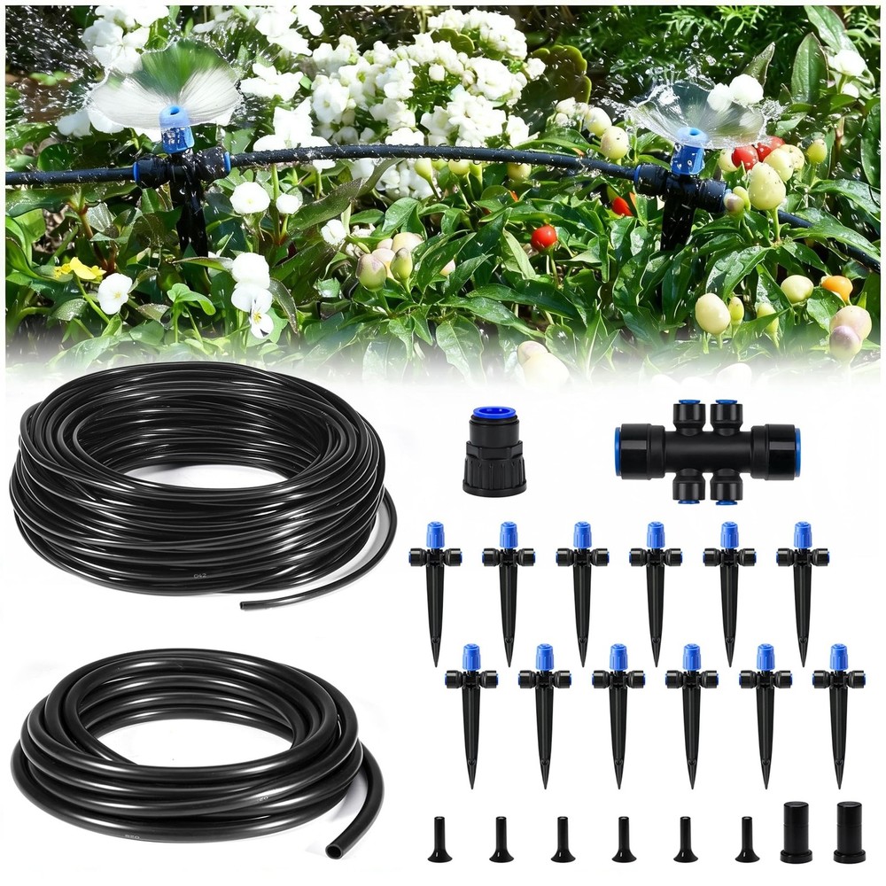 HIRALIY 50FT Quick Connect Garden Watering System with Adjustable Vortex Drip...