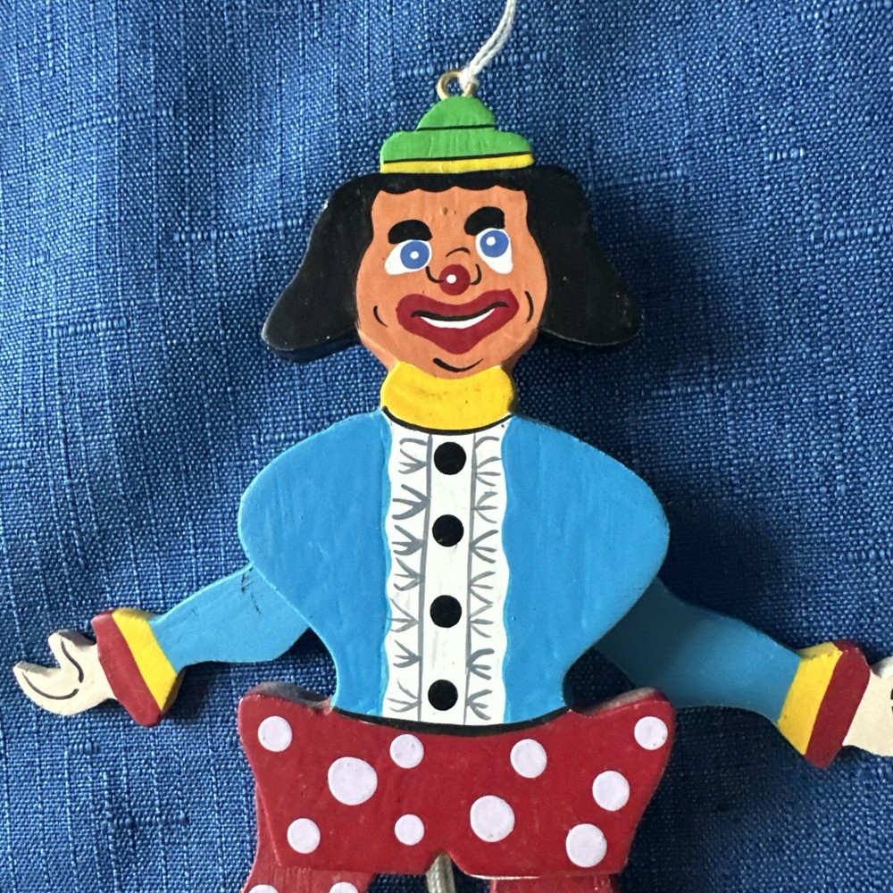 RARE VTG Jumping Jack Clown Jester Pull Toy Excellent Condition