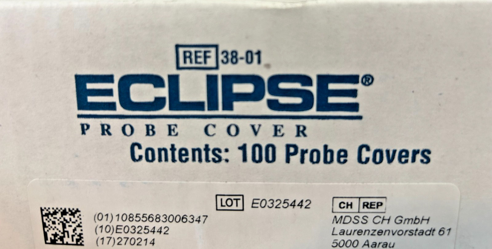 100 x Eclipse 38-01 Ultrasound Probe Cover w/ Gel 2.5/1.75" W x 9.5" L
