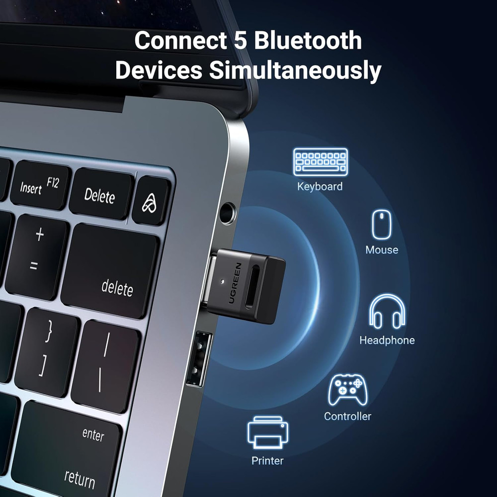 Bluetooth 5.3 USB Adapter for PC Windows 11 10 Plug and Play Bluetooth Receiver