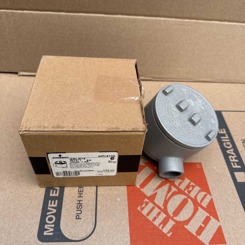 Appleton GRLB75 Conduit Outlet Box 3/4” Explosion Proof Iron Emerson Let Boxes