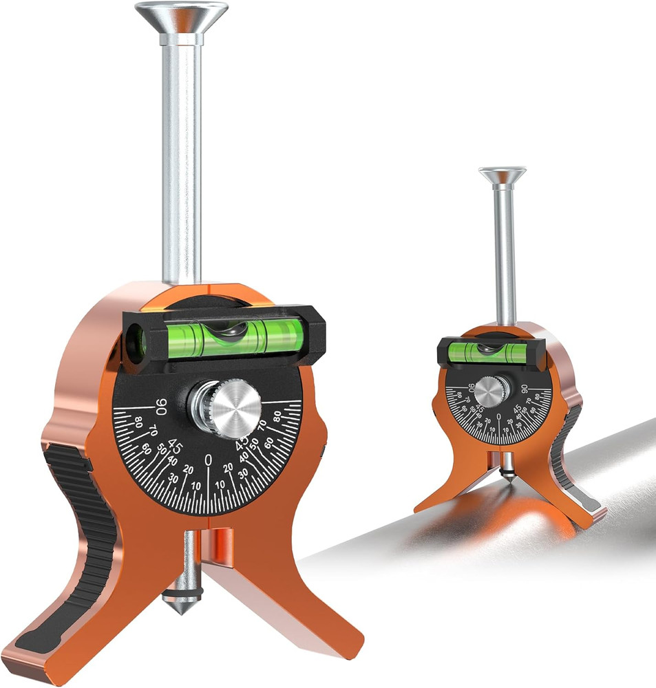 Precision Pipe Center Finder with Magnetic Base and Dial Bubble Protractor