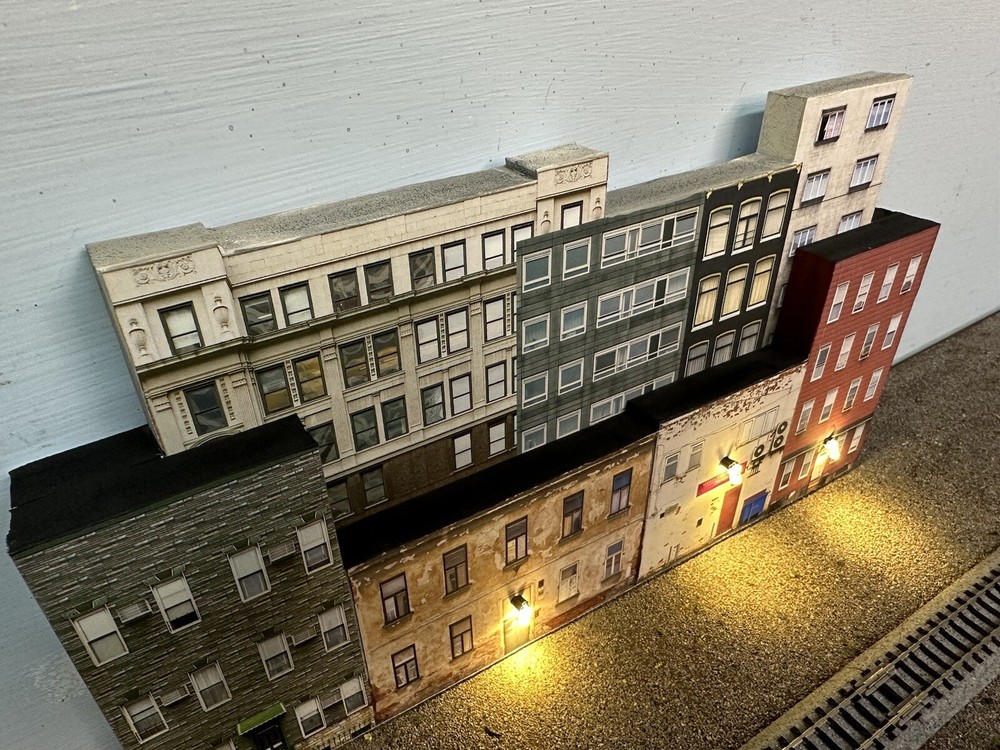 N Scale APARTMENT COLLAGE #2 -Scratch Built 3D Building Flats/Front w/LEDs