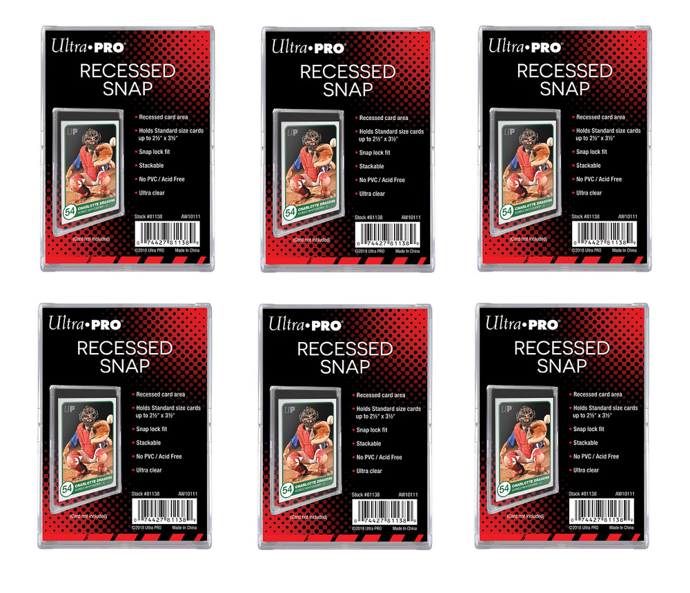 (6-Pack) Ultra Pro Recessed Snap Standard Card Holder Full Sized Stackable