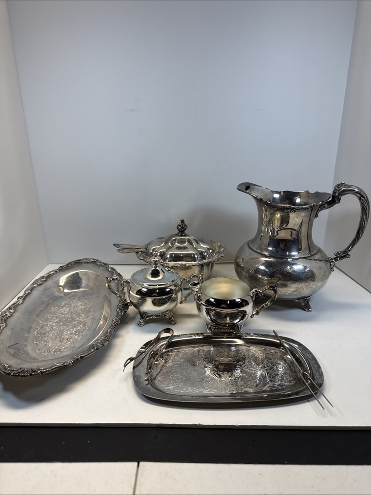 10 Piece Ascot Sheffield Design By Community Silver Plate Pitcher Tea Coffee Set