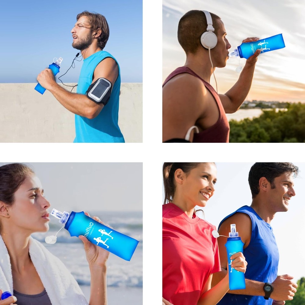 2 Pack Soft Water Bottle, TPU Collapsible Flask Foldable Bottles for Hydratio...