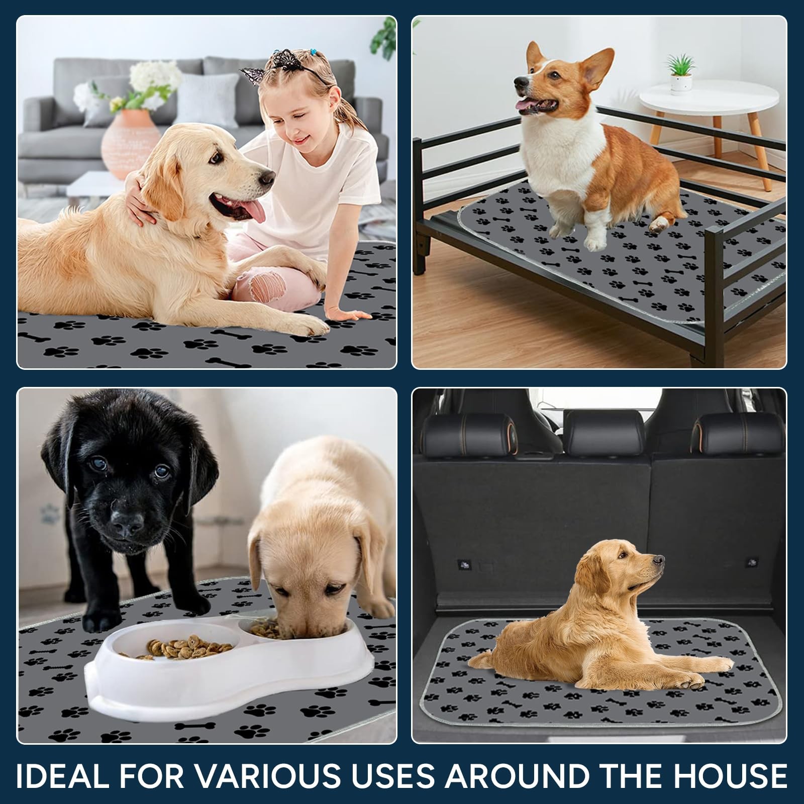 Washable Pee Pads for Dogs, 2 Pack Large 34"x36" Super Absorbent Dog Training...