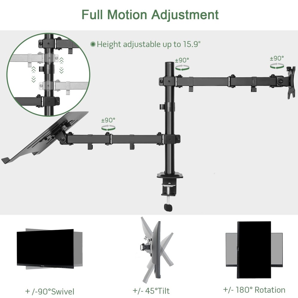 "Monitor & Laptop Mount Fully Adjustable Stand 13""-27"" LCD"