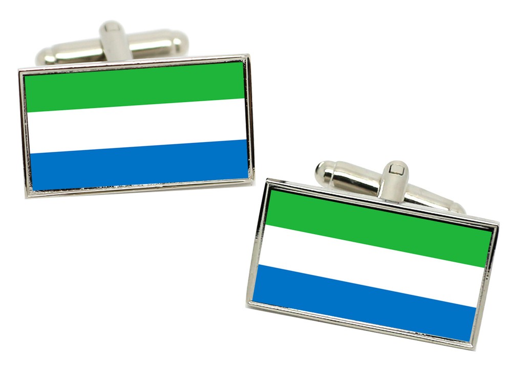 Sierra Leone Flag Cufflinks in Chrome Gift box