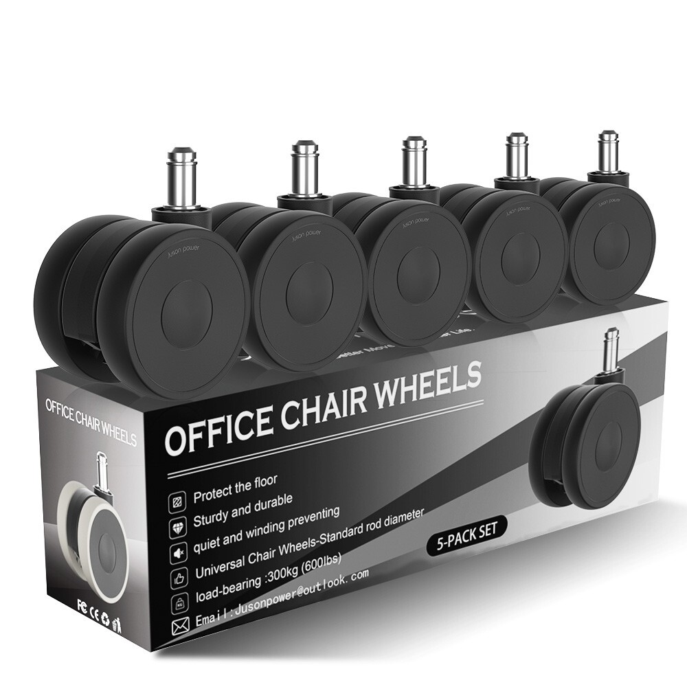 5PCS Office Chair 2.5" Casters Heavy Duty Rubber Swivel Wheels Replacement