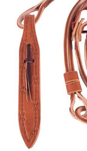 Harness Leather Romal Reins w/ Barbwire Popper