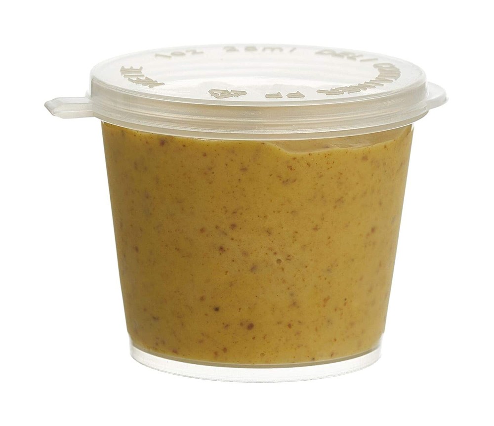 1oz Portion Cup Leak Proof Plastic Condiment Soufflé Container with Hinged Lid