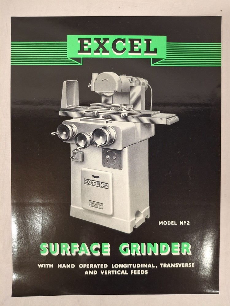 Excel Bench Precision Surface Grinder Model 2 England Bulletin Advertising Sheet