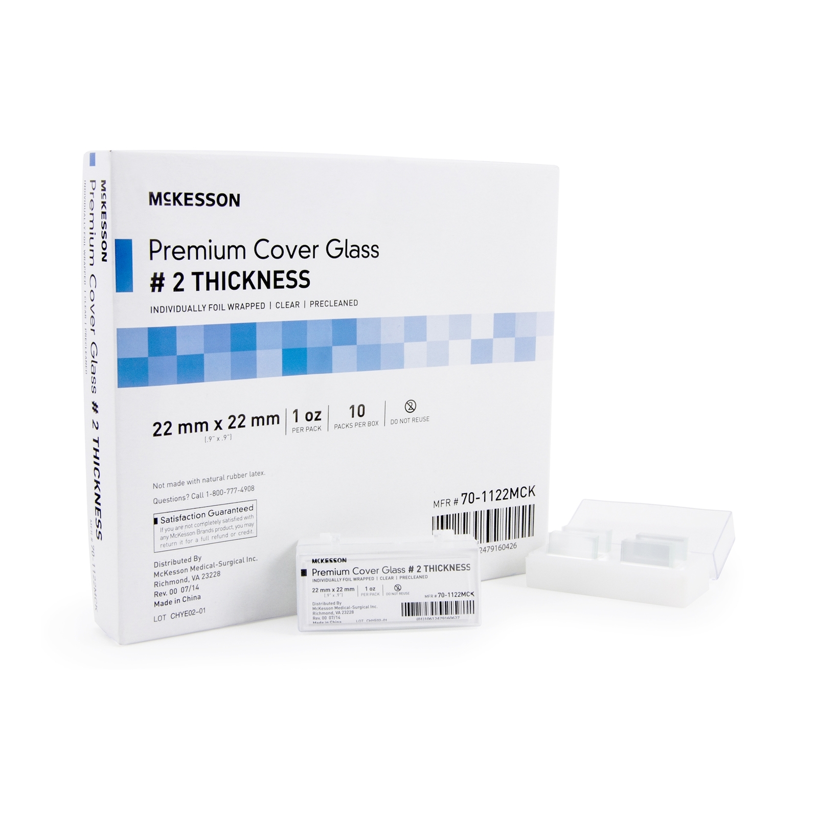 McKesson Cover Glass Square No. 2 Thickness 22 X 22 mm 70-1122MCK 10 pcs