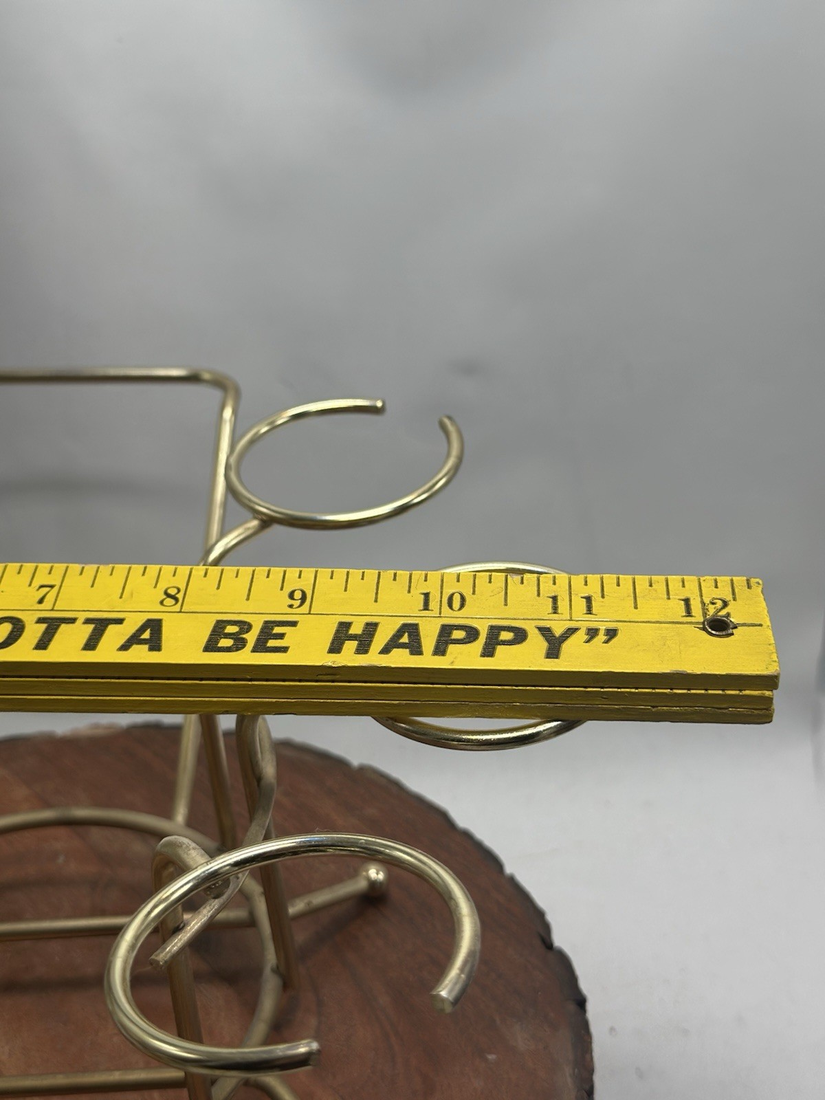 MCM Barware Cocktail Gold Color Metal Caddy Holds Glasses And Decanter