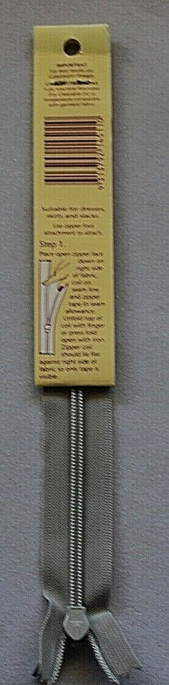 Birch 18cms (7") Smoke Grey Polyester Invisible Zipper