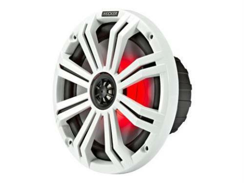 Kicker 45KM84L 8" Full Range Marine Boat Speakers Pair with RGB LED Lighting