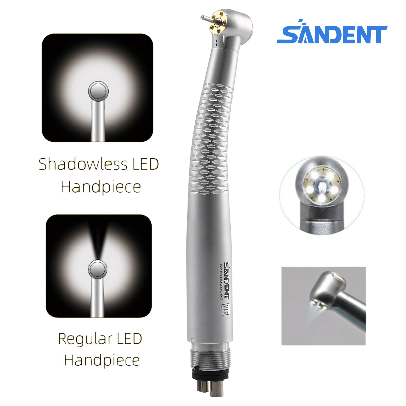 Dental 5Lights LED E-Generator High Speed Fiber Optic Handpiece 4Hole Shadowless